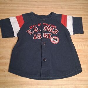 VTG RALPH LAUREN Button Up Polo Jeans Boys Red White Blue Retro 90s y2k Size 18